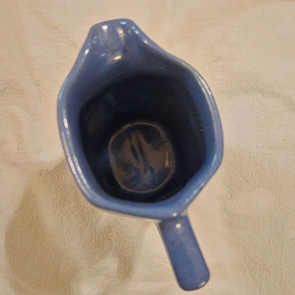 VTG B.B. Studio Pottery Pitcher Blue Speckled‎ Glaze Handcrafted Signed 5.5 Inch